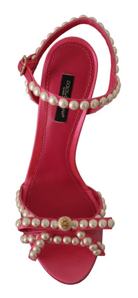 Thumbnail for Elegant Pink Pearl Embellished Heels Sandals