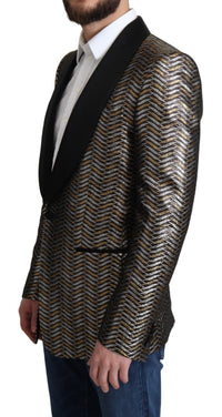 Thumbnail for Multicolor Metallic Jacquard Polyester Blazer Jacket