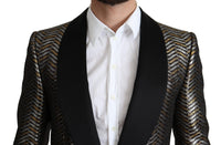 Thumbnail for Multicolor Metallic Jacquard Polyester Blazer Jacket