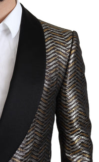 Thumbnail for Multicolor Metallic Jacquard Polyester Blazer Jacket