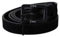 Thumbnail for Elegant Black Velvet Buckle Leather Belt