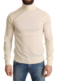 Thumbnail for Cream Cashmere Turtleneck Pullover Sweater