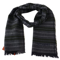 Thumbnail for Chic Striped Wool Scarf with Logo Embroidery