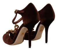 Thumbnail for Elegant Gold Detail Velvet Heels
