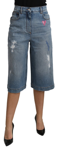 Thumbnail for Elegant Wide Leg Cropped Denim Trousers