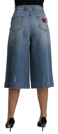Thumbnail for Elegant Wide Leg Cropped Denim Trousers