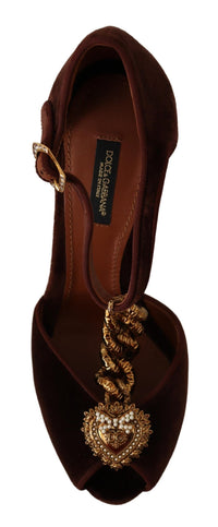 Thumbnail for Elegant Gold Detail Velvet Heels