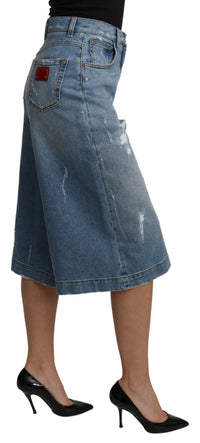 Thumbnail for Elegant Wide Leg Cropped Denim Trousers