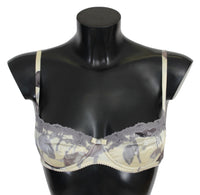 Thumbnail for Beige Lace Balconcino Silk Bra