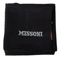 Thumbnail for Elegant Black Wool Scarf with Embroidered Logo