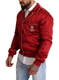 Thumbnail for Sumptuous Silk Red Bomber Jacket