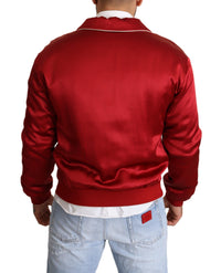 Thumbnail for Sumptuous Silk Red Bomber Jacket