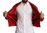 Thumbnail for Sumptuous Silk Red Bomber Jacket