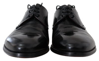 Thumbnail for Black Leather Lace Up Men Dress Derby Shoes