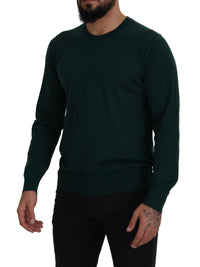 Thumbnail for Elegant Green Crewneck Cashmere Sweater