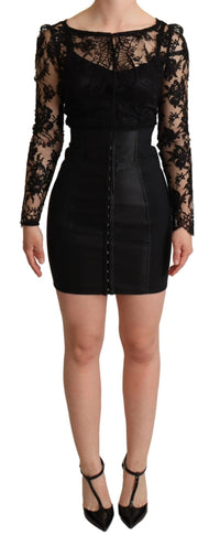 Thumbnail for Elegant Black Lace Mini-Dress Delight
