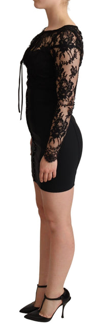 Thumbnail for Elegant Black Lace Mini-Dress Delight