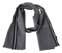 Thumbnail for Elegant Gray Wool Scarf with Signature Stripes