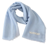 Thumbnail for Elegant Light-Blue Cashmere Scarf with Fringes