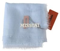 Thumbnail for Elegant Light-Blue Cashmere Scarf with Fringes