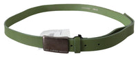 Thumbnail for Chic Green Leather Waist Belt with Silver Buckle