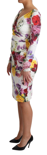 Thumbnail for Elegant Floral Sheath Silk Dress