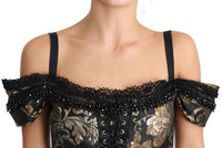 Thumbnail for Elegant Floral Jacquard Blouse with Crystal Details