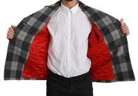 Thumbnail for Elegant Gray Check Double Breasted Coat
