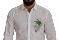 Thumbnail for Elegant White Peacock Feather Dress Shirt