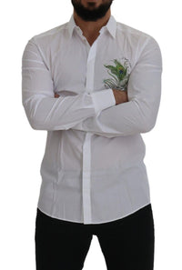 Thumbnail for Elegant White Peacock Feather Dress Shirt