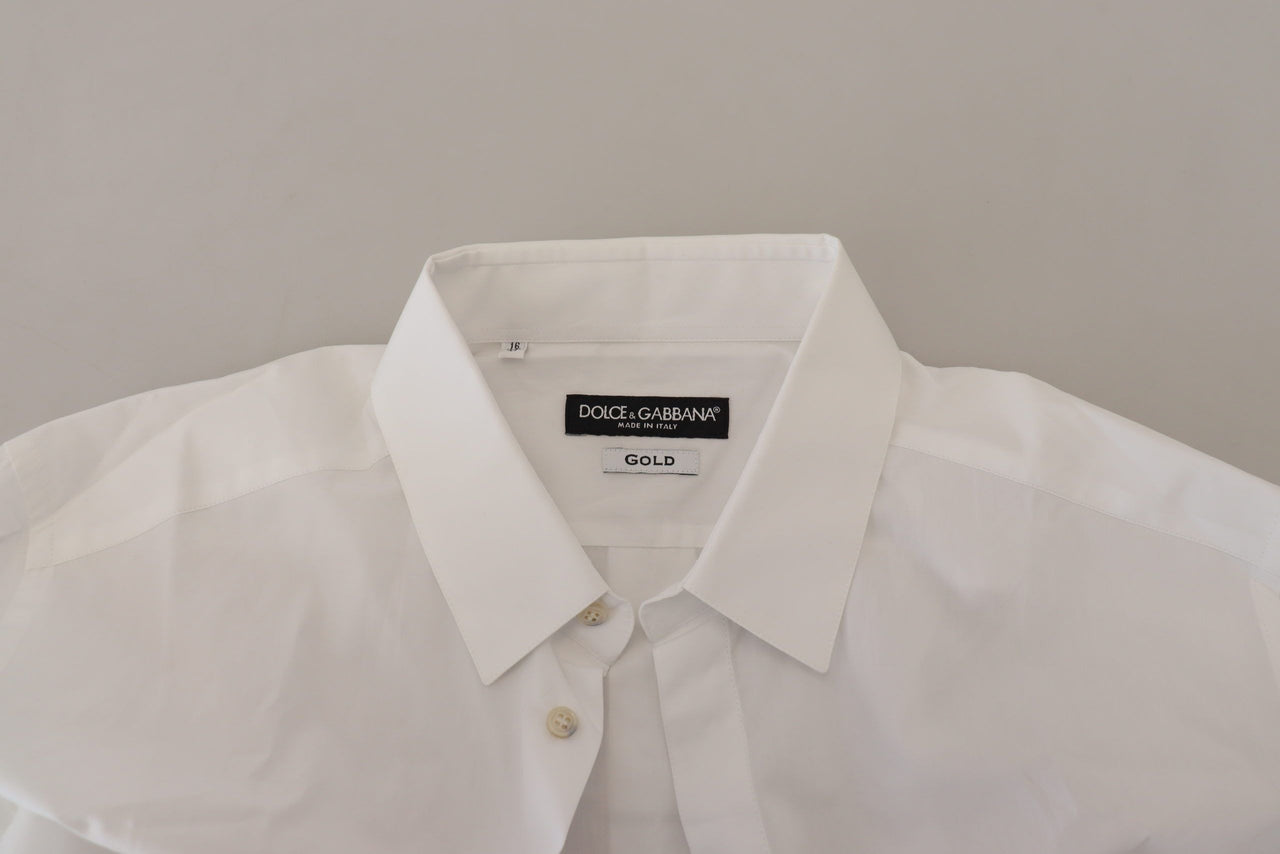 Elegant White Peacock Feather Dress Shirt