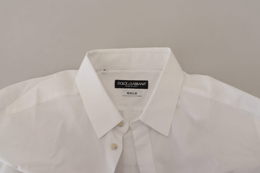 Elegant White Peacock Feather Dress Shirt