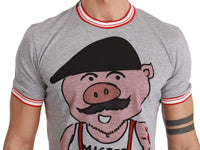 Thumbnail for Chic Gray Cotton T-Shirt with Year of the Pig Motive