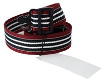 Thumbnail for Striped Leather Fashion Belt in Black & Red