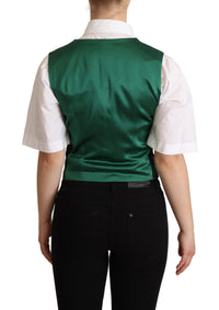 Thumbnail for Green Jacquard Leaf Gold Waistcoat Vest
