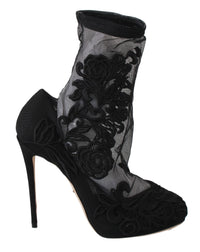 Thumbnail for Embroidered Floral Stiletto Socks Booties
