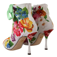 Thumbnail for Floral Open Toe Jersey Heels