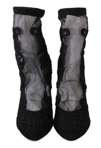 Thumbnail for Embroidered Floral Stiletto Socks Booties