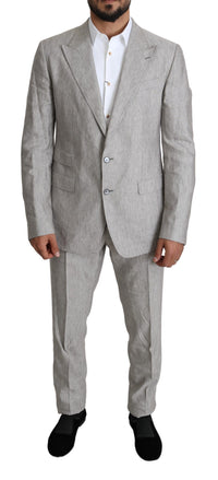 Thumbnail for Elegant Slim Fit Gray Linen-Silk Suit