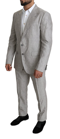 Thumbnail for Elegant Slim Fit Gray Linen-Silk Suit