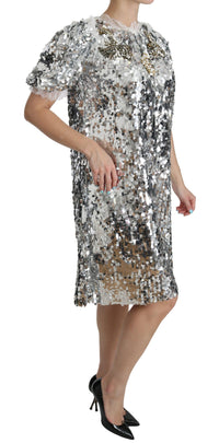 Thumbnail for Elegant Silver A-Line Dress with Crystal Accents