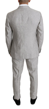 Thumbnail for Elegant Slim Fit Gray Linen-Silk Suit