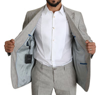 Thumbnail for Elegant Slim Fit Gray Linen-Silk Suit