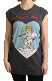 Thumbnail for Elegant Gray Cotton Cap Sleeve Tee