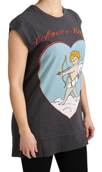 Thumbnail for Elegant Gray Cotton Cap Sleeve Tee