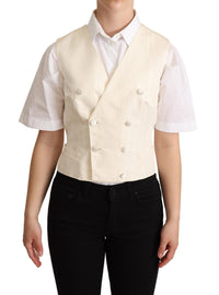 Thumbnail for Beige Silk Blend Sleeveless Vest Luxury Waistcoat