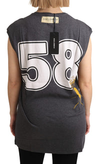 Thumbnail for Elegant Gray Cotton Cap Sleeve Tee