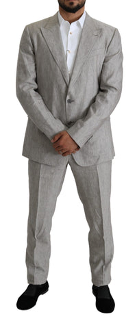 Thumbnail for Elegant Slim Fit Gray Linen-Silk Suit