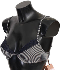 Thumbnail for Blue Stripes Lace Reggiseno Bra