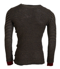 Thumbnail for Chic Black and Brown Crewneck Pullover Sweater